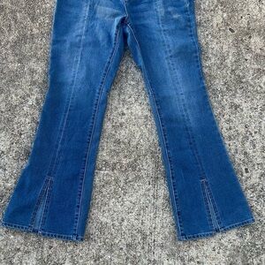 Versona Blue Flare Wide Leg Jeans with Distressed Hem